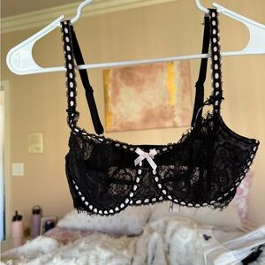 Victoria's Secret Black and Pink Lace Bra
